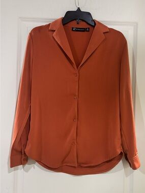 New York & Company Rust Button-Down Shirt